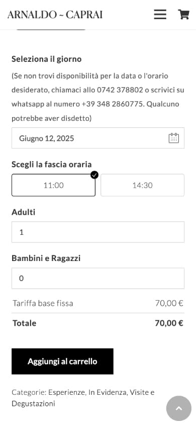 Arnaldo Caprai case history prenotazione visita mobile
