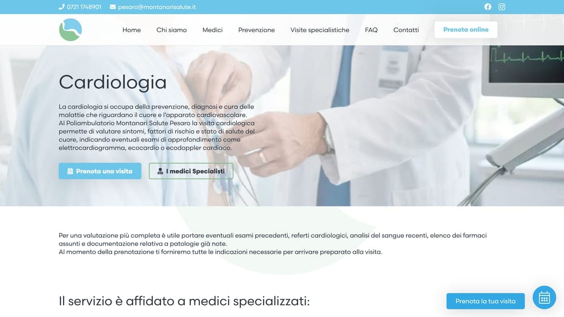 Gruppo Montanari Salute case history pagina di una specialità